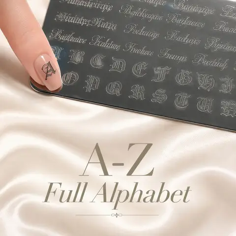 1Pc Vintage Old English Script Nail Stamp Plate Gothic Alphabet Letter Text Ladies Daily Nail Art Accessories