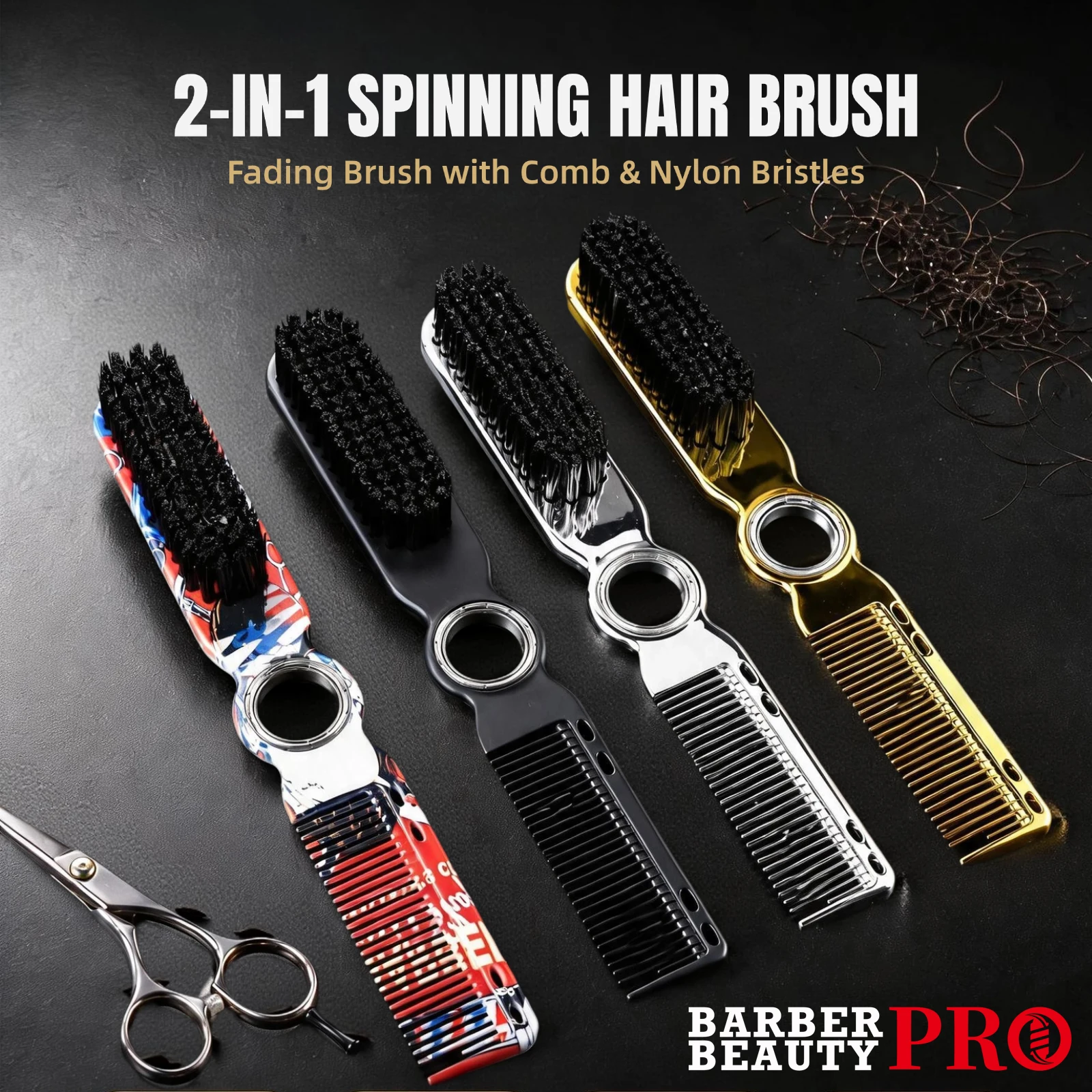 Fade Brush Barber Soft Bristle - 2-in-1 draaiende borstel voor het aanbrengen