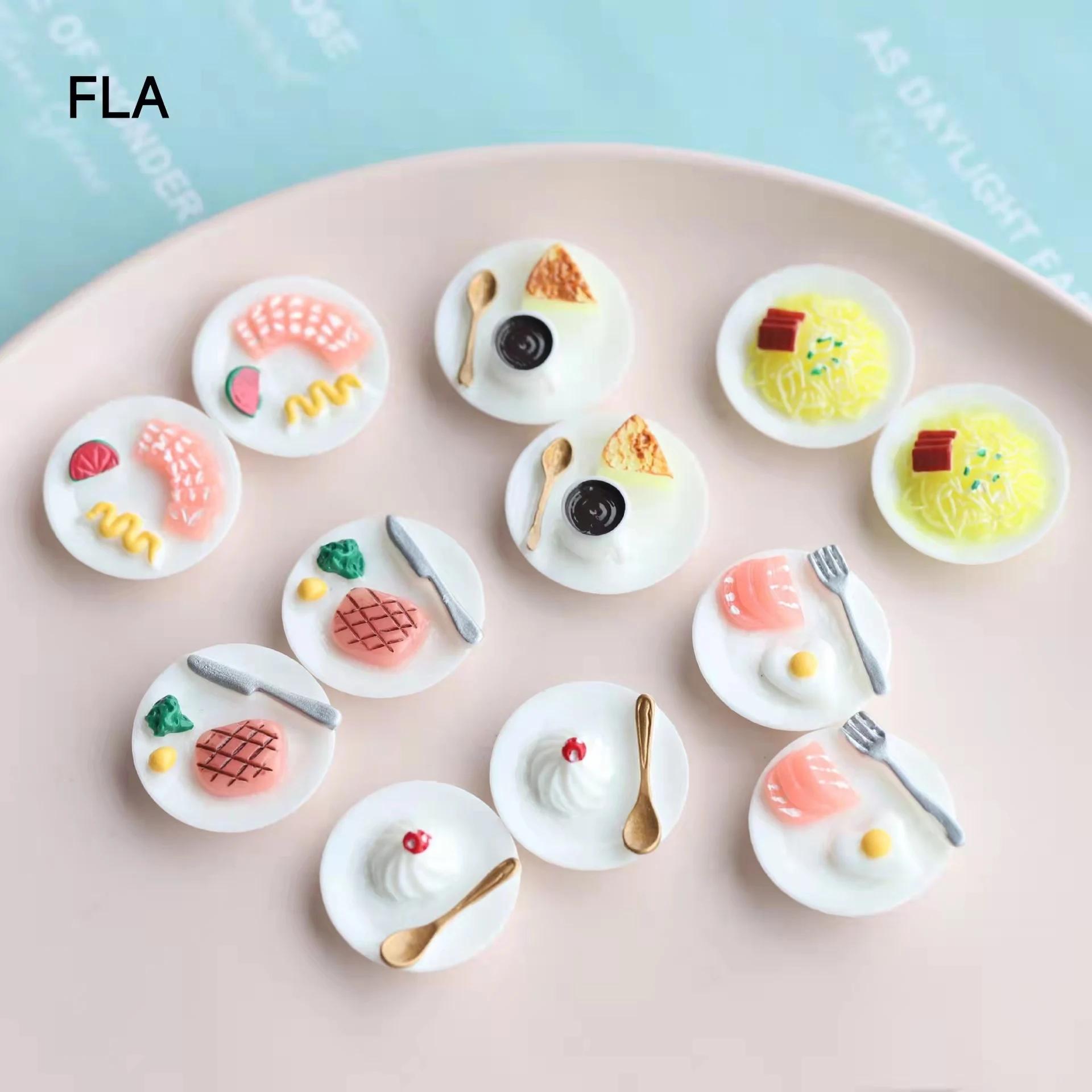 Miniatura Food Play Set for Kids, Ornamento, Bife, Café, Massas, Decoração, Itens, Fingir, Simulação, Brinquedos, 6 peças