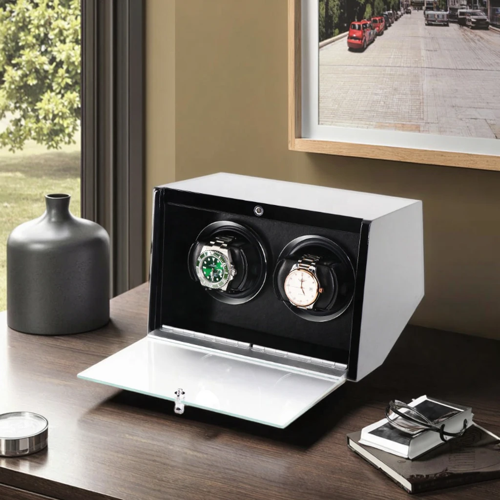 Small Household Automatic Mechanical Watch Winder Vertical Winding Lacquered Wood Watch Shaker Storage Box Home Use