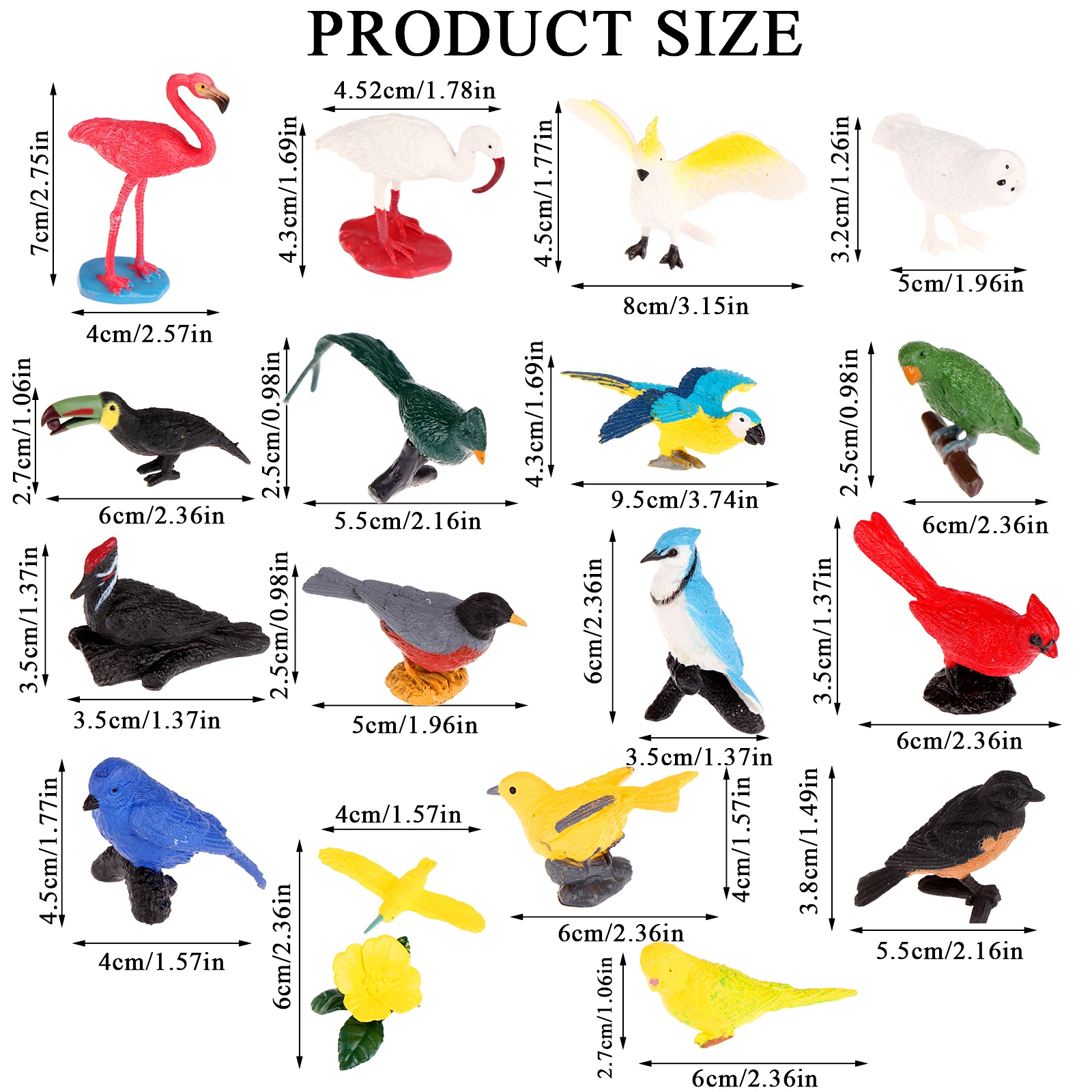 [JT] 29 قطعة تماثيل حيوانات الطيور الواقعية شخصيات حيوانات الطيور الصغيرة نموذج بلاستي