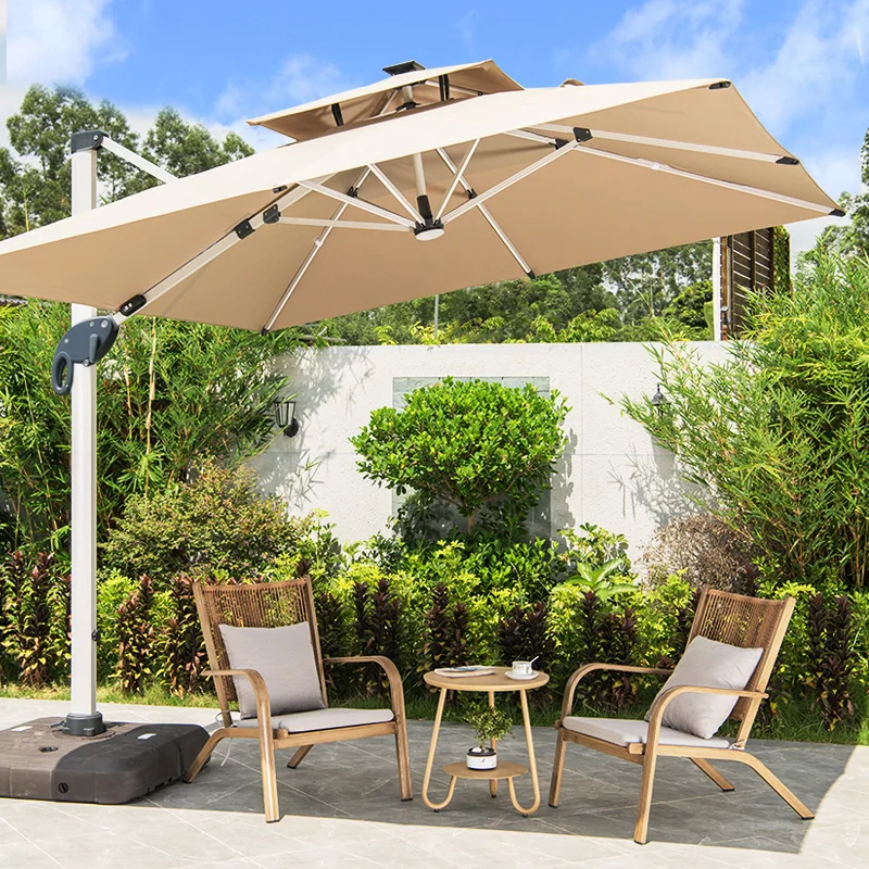 Large Modern Cantilever Umbrella Aluminum Frame 360° Rotatable Fade‑Resistant Fabric Outdoor Parasol for Garden Courtyard Hotel