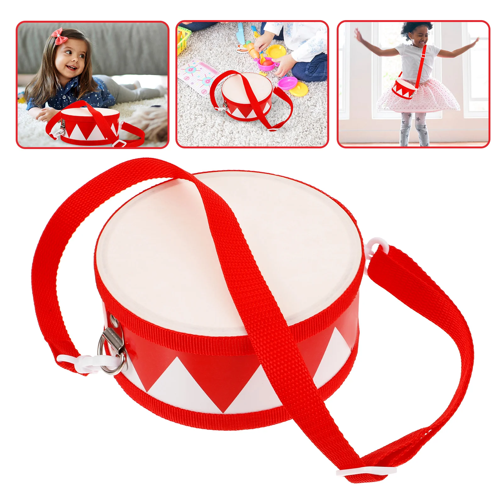 

Snare Drum with Adjustable Strap Small Percussion Children Decorative Wood Drumsticks