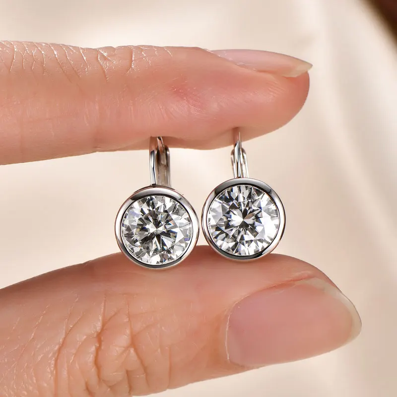 Lnkry 6.5MM/8MM Moissanite Hoop Earring 14k Gold-Filled Sparling Lab Diamond Leverback Earrings for Women Gift - view 4
