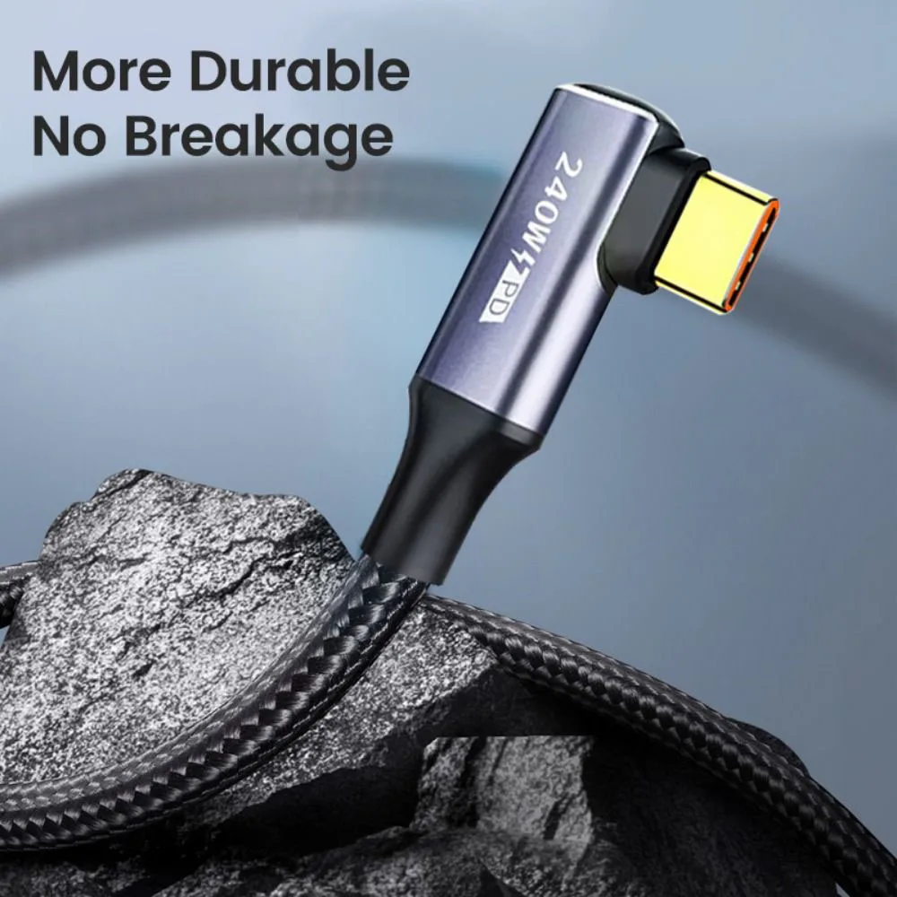 5A 240W Data Cable USB C to Type C Dual Elbow Head Fast Charging PD for Laptop Xiaomi Samsung Huawei QC3.0 Mobile Phone Tablet