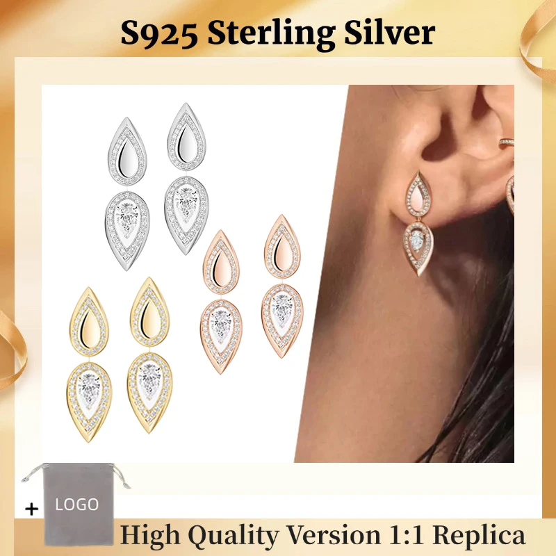 Official Website 2024 New Earrings Fiery Water Drop shaped Diamond Earrings Elegant Luxury Jewelry High Jewelry Christmas Gift