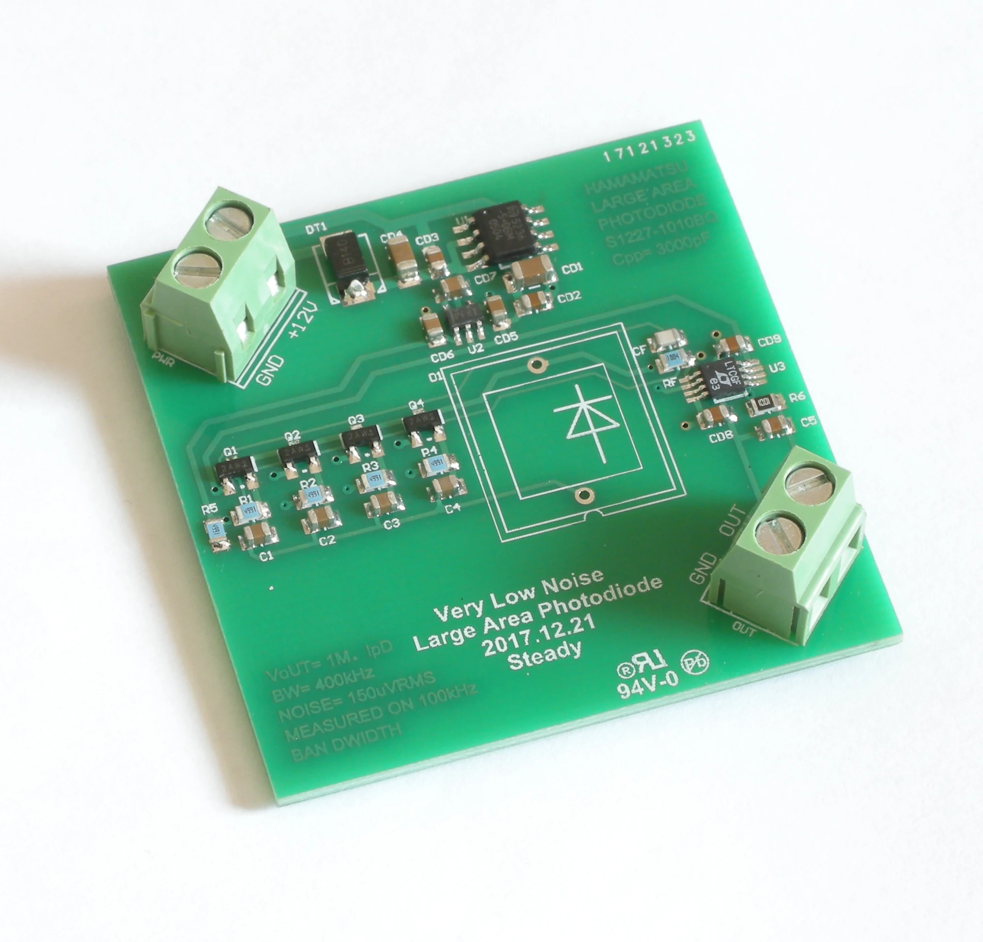 Ultra Low Noise Large-area Photodiode Amplifier, Silicon Photovoltaic Cell Amplifier