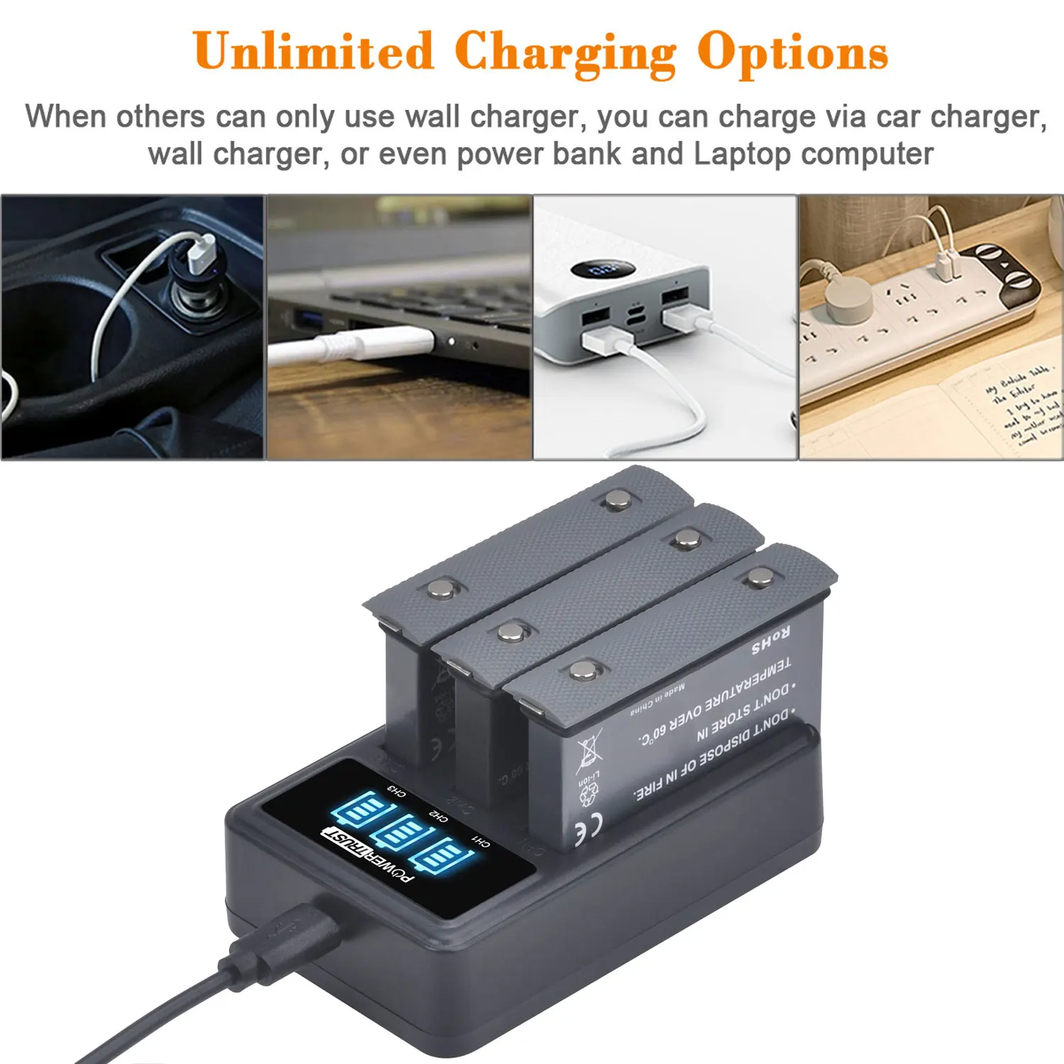 بطارية Akku قابلة لإعادة الشحن وشاحن USB ليد ثلاثي الفتحات لـ Insta360 ONE X2 ، Insta ONE 2 ، ملحقات كاميرا الحركة ،