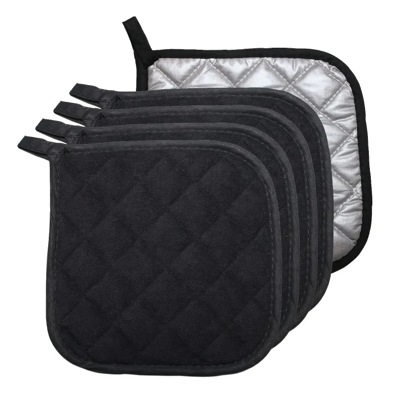 4pcs Mixed Solid Color Placemat Set, Basic Square Heat-Resistant Pot Stand Quilted Liner Small Tripod Cloth Heat-Insulating Mat