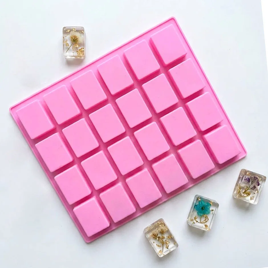 24-Cavity Square Silicone Mold for DIY Handmade Soap Aromatherapy Candle Chocolate & Ice Cube Baking Mould Kitchen Cooking Tool