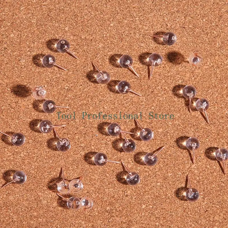 57QF 100pcs Gold oro tachuelas gran tamaño con diseños elegantes cabeza redonda transparente para tablas y