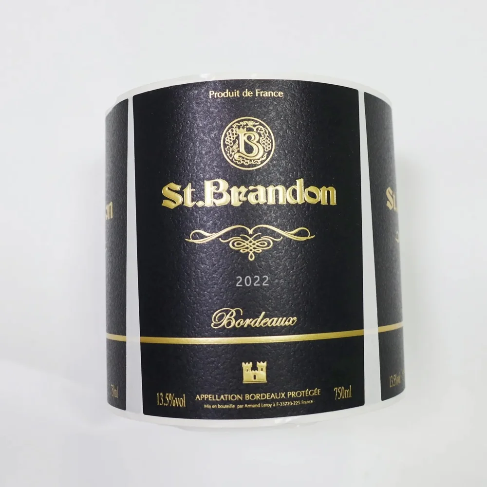Custom Rock Grain Wine Label｜Self-Adhesive｜Waterproof｜Hot Stamping UV｜Permanent Sticker