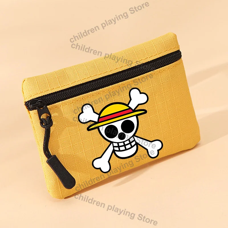 One Pieces Canvas Wallet Zipper Money Pouch Anime Luffy Kid Mini Coin Purse Cute Credit Card Holder Kawaii Key Storage Bag Gifts