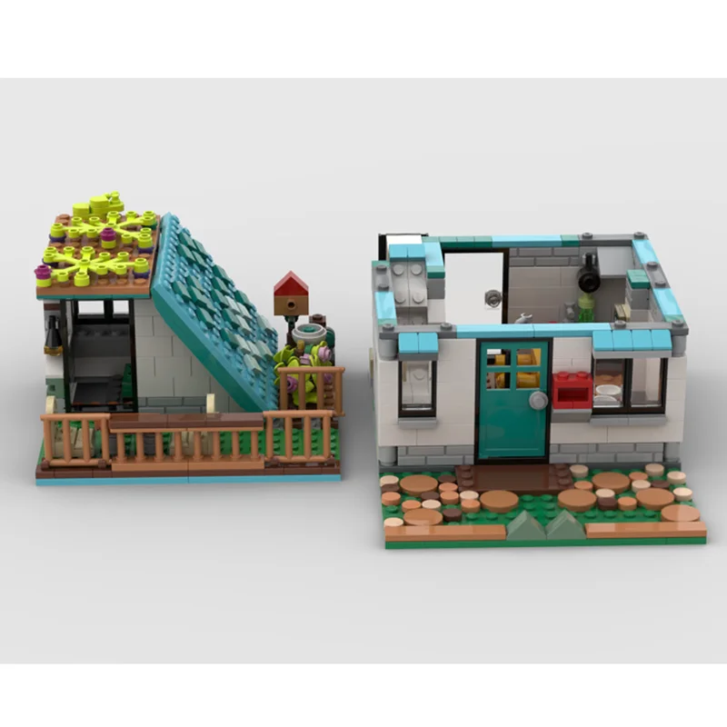 Moc اللبنات 16 وحدات واسعة مريحة منزل نموذج التكنولوجيا الطوب الجمعية مدينة عرض الشارع عطلة البناء الهدايا لعبة #5