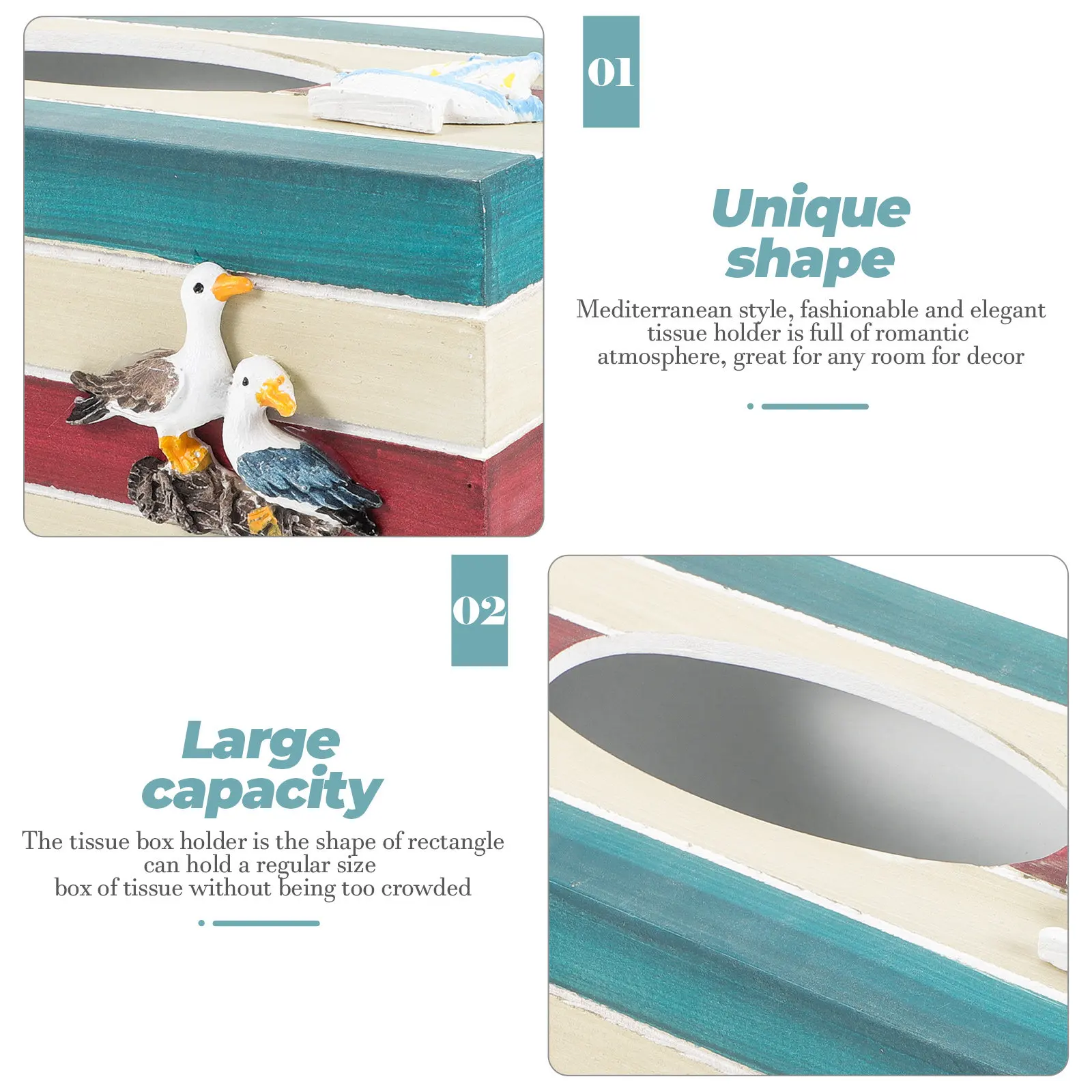 

Декоративный деревянный держатель для салфеток, прямоугольный, в средиземноморском стиле, органайзер для салфеток для дома, офиса, журнального столика, морской комнаты