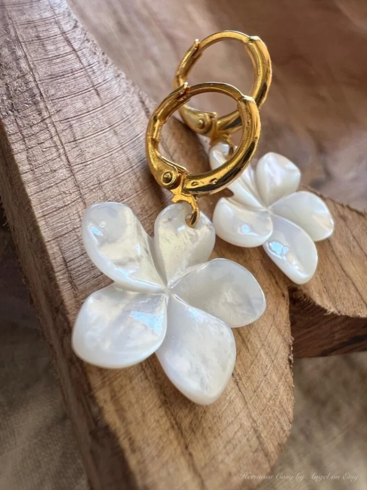 2 قطعة زهرة البيض الأنيقة نمط الموضة أم اللؤلؤ معدن الذهب اللون استرخى أقراط أقراط 3-4 سنتيمتر