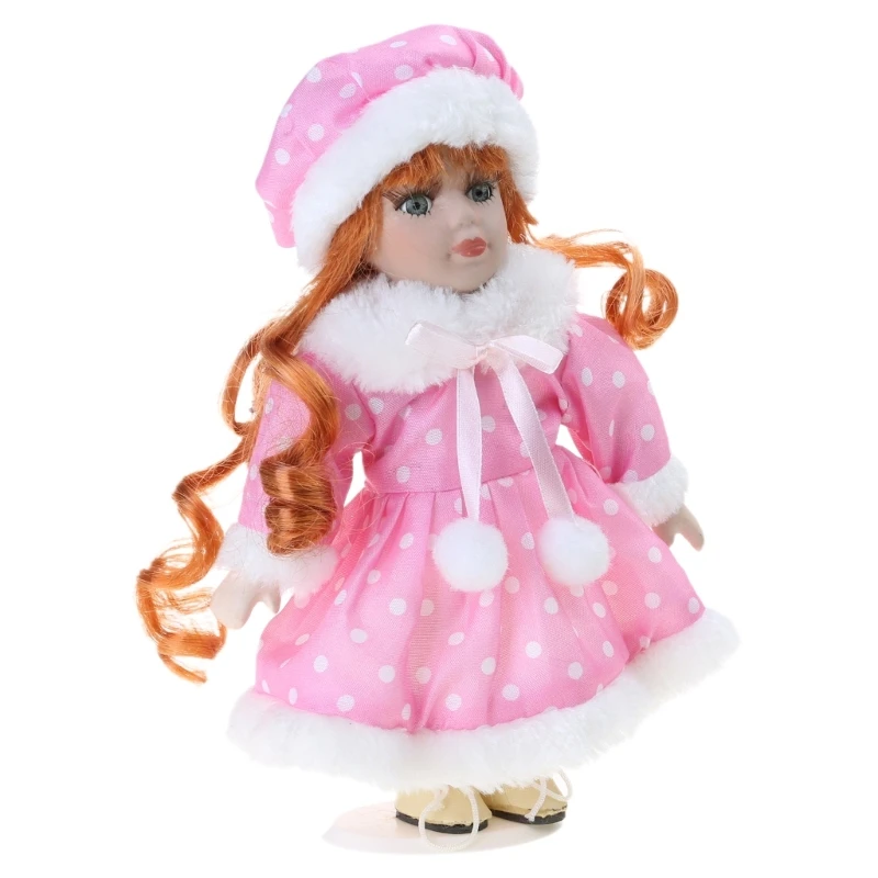 Muñeca porcelana 20cm, decoraciones juguete porcelana para niña rubia para regalo cumpleaños