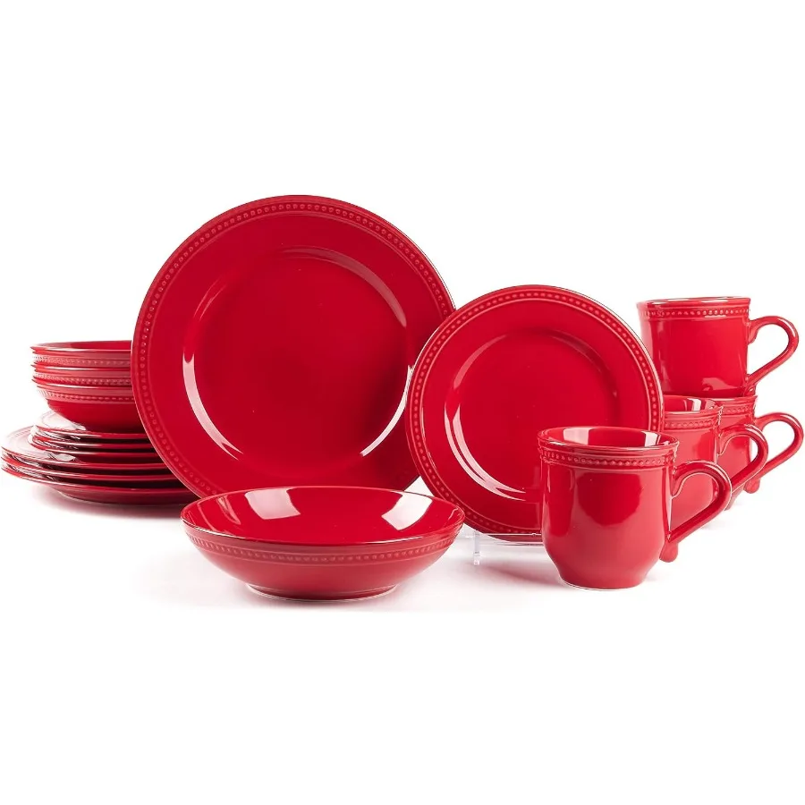 

Набор столовой посуды из керамогранита Pearl Dots, набор из 16 предметов, красный