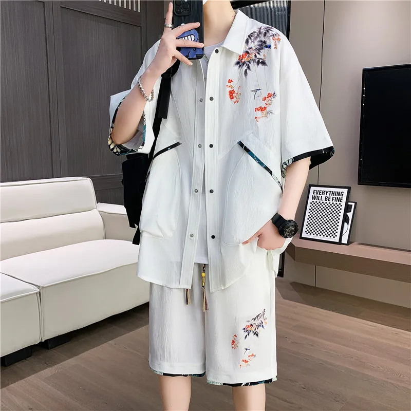 

Fashion Men's Sets 2025 Summer Casual Short Sleeve Shirts & Shorts Two-Pieces Tracksuits Clothing High Streetwear Tops Tee-Shirt