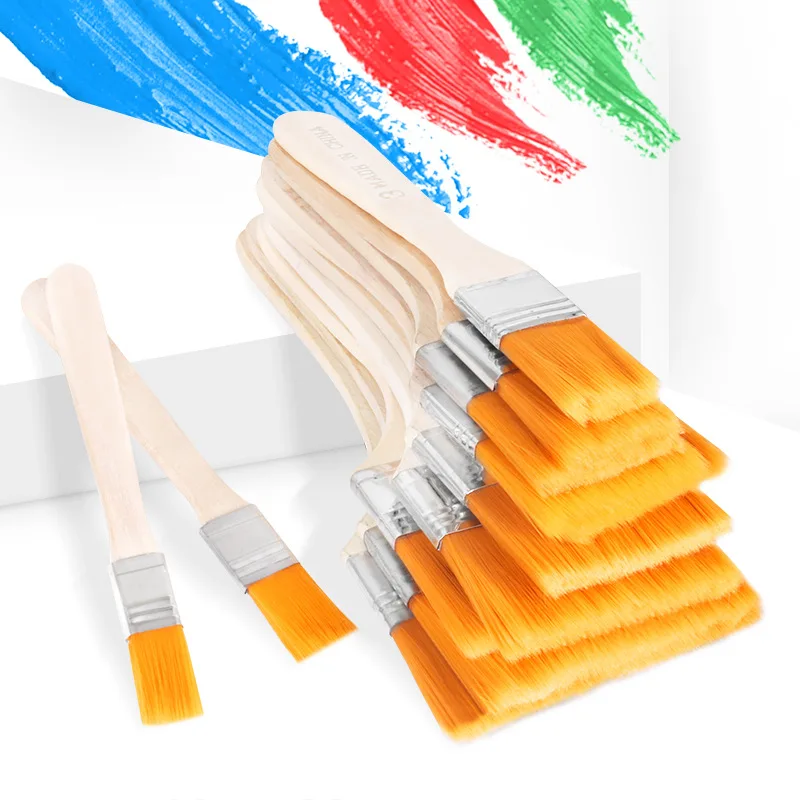 12pcs/set Nylon Memory Paint Brushes Set for Acrylic Oil Drawing Watercolor Wooden Painting BBQ Brush Tools brush Art Supplies