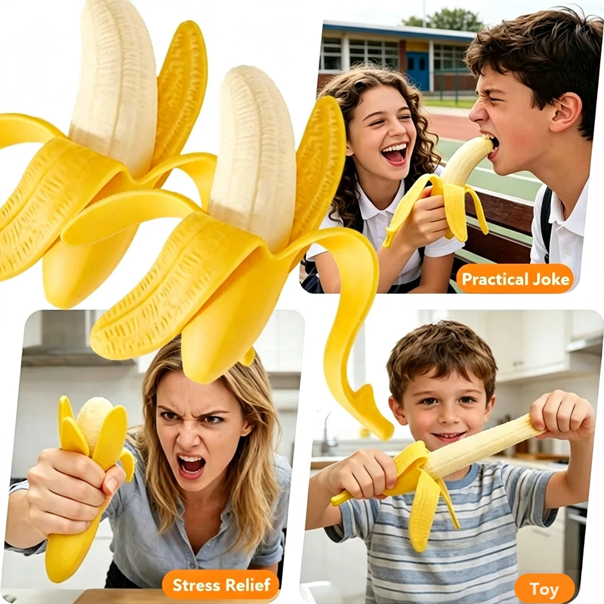 Baby Food Banana - 1/2/3Pcs Stretchy Banana,Squishy Banana Fidget Stress