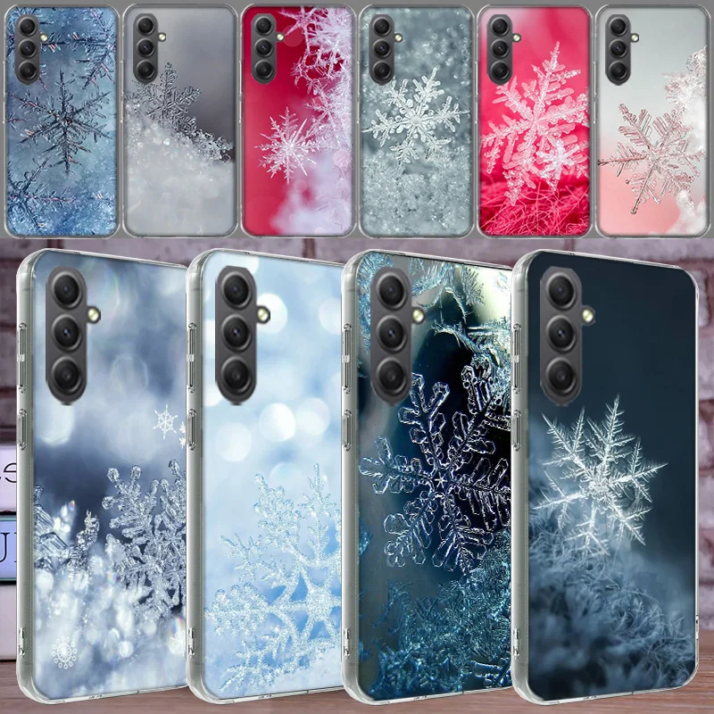 Snowflake Winter White Snow Christmas Case For Phone Samsung Galaxy A12 A22 A32 A52 A52S A13 A23 A33 A53 A14 A24 A34 A54 5G A73