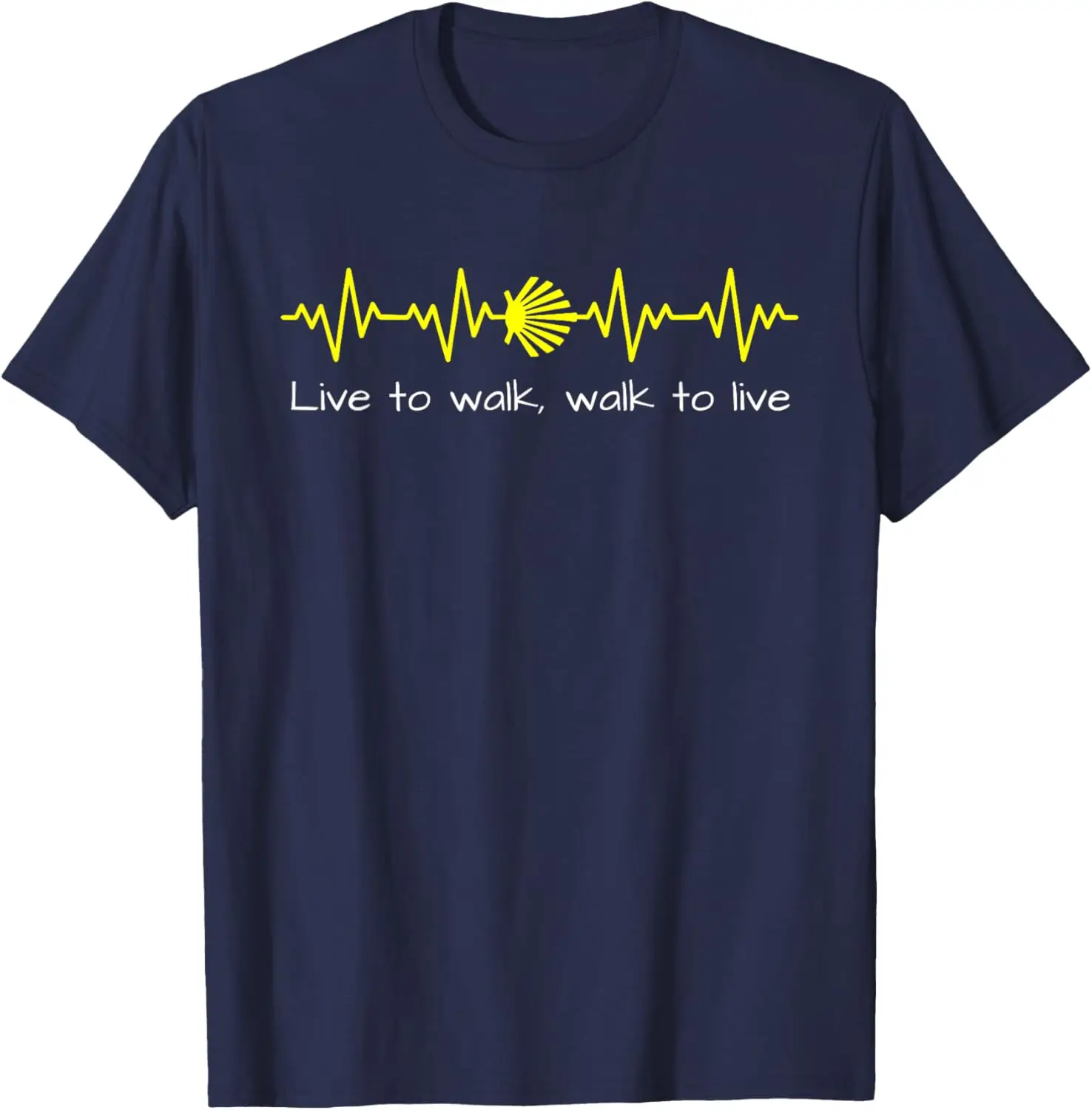 CAMINO DE SANTIAGO Quote, Live To Walk, Walk To Live T-Shirt Short Sleeve Casual 100% Cotton T Shirt