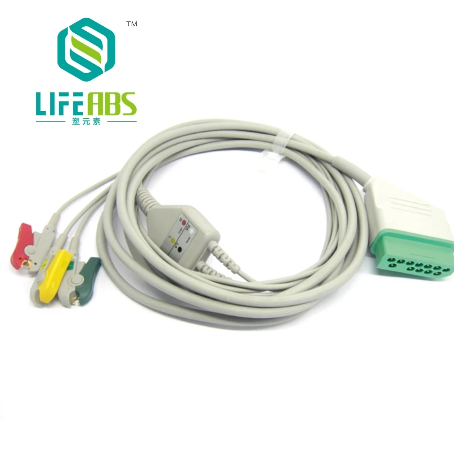 

Цельный кабель для ЭКГ, кабель для ЭКГ, 3 провода, 5 выводов, защелкивающийся зажим, провода для ЭКГ для N * HIHON K * OHDEN POPULAR Mornitor Machine