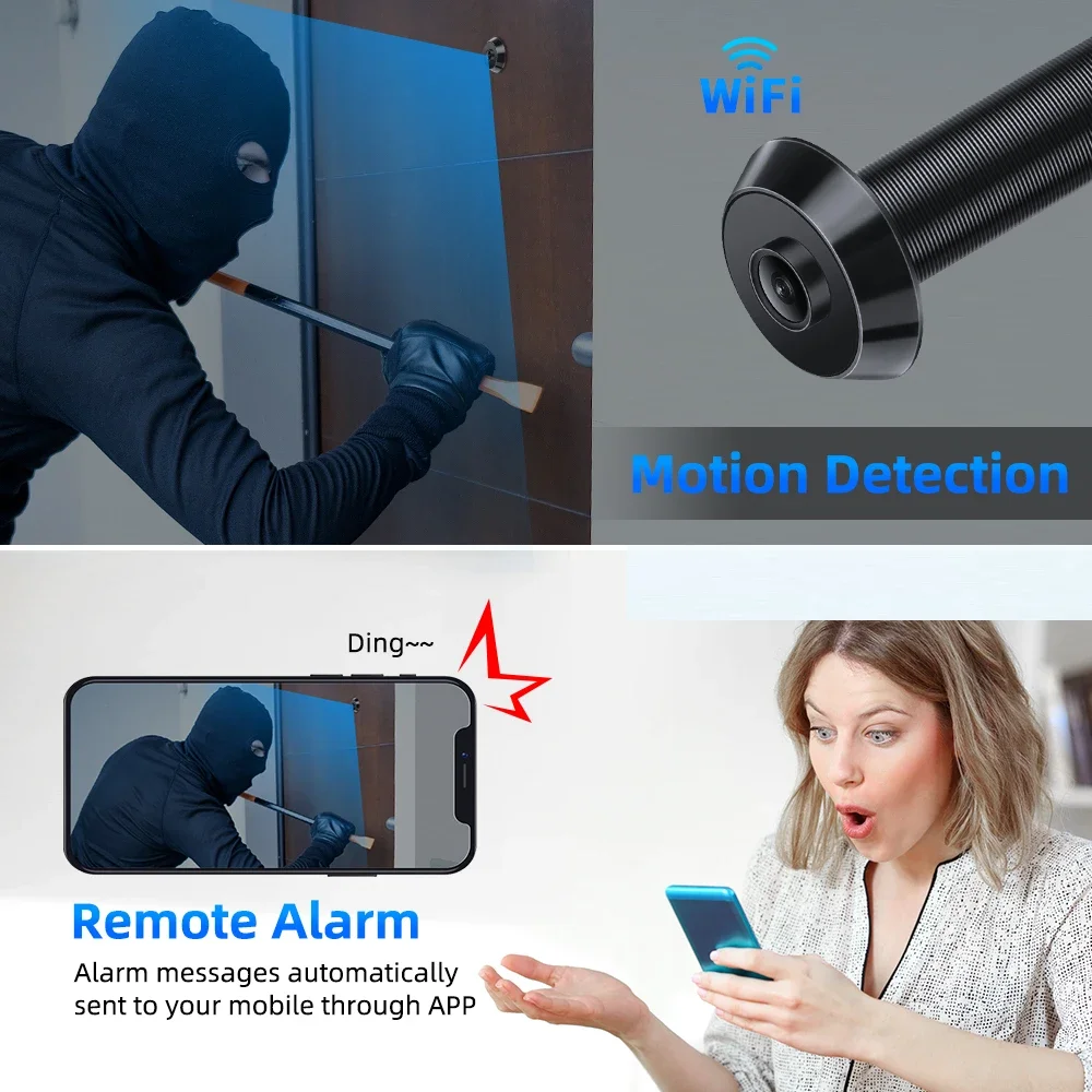 Awapow Tuya Door Peephole Viewer Smart Wifi Video Doorbell 2.4G/5G Mini Camera 170° Angle Night Vision 1080P Motion Detection