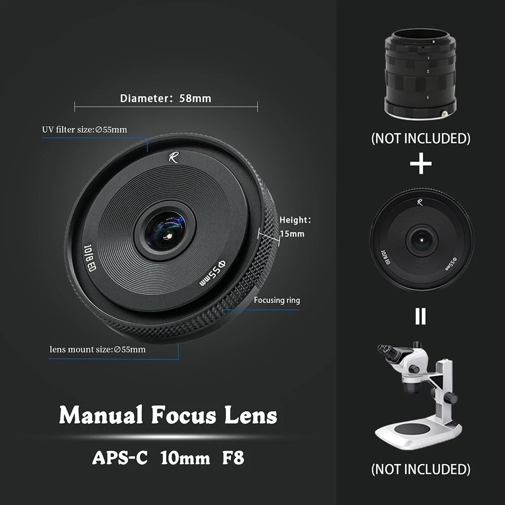 AstrHori 10mm F8 II Wide Angle Fisheye Lens APS-C Manual Prime Lens for Sony E Fuji X Nikon Z Olympus M43 Leica L mount Camera