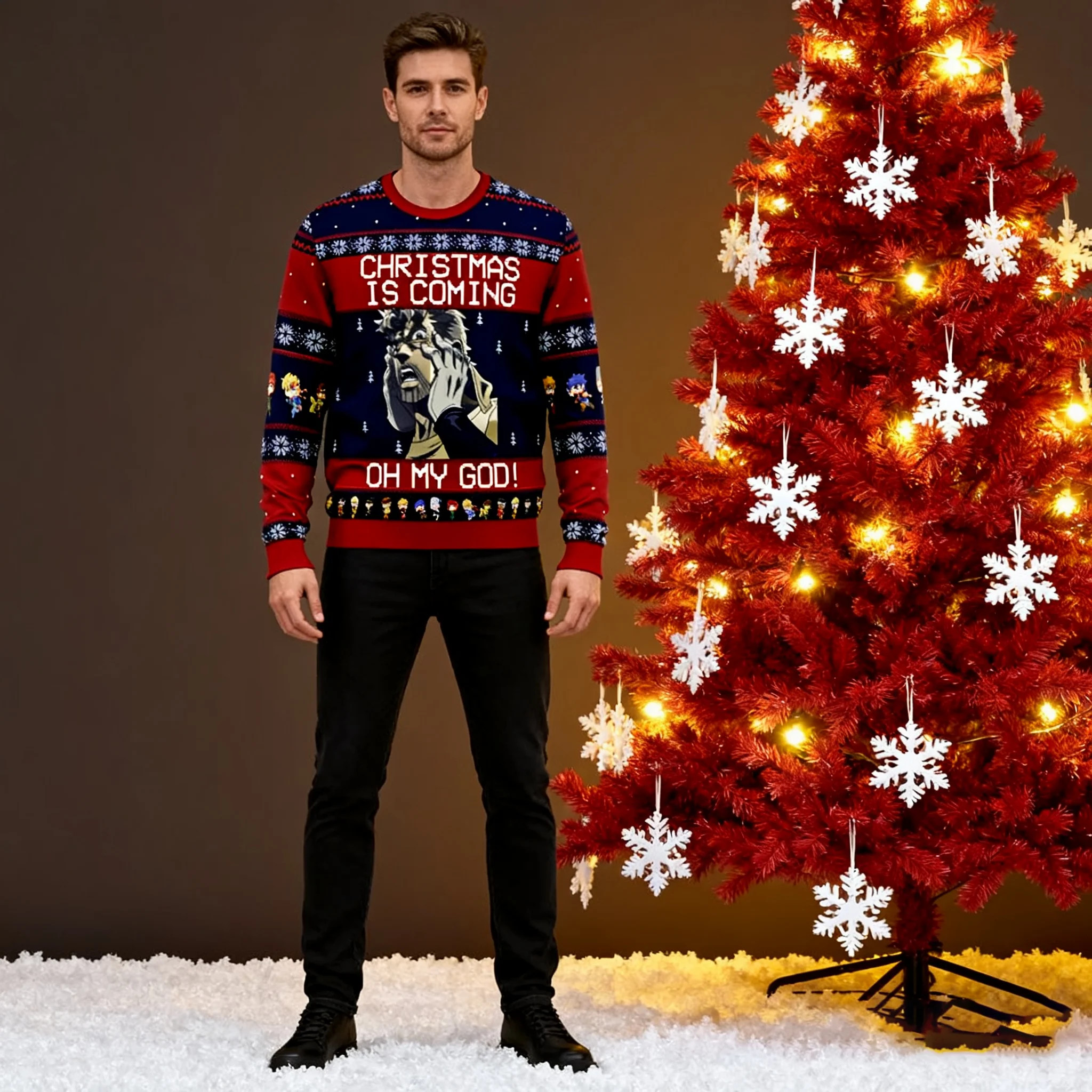 

Joseph Jostad OH MY GOD Knitwear Trendy Round Neck Hoodie Sweater Christmas Ugly Sweater Winter Comic Exhibition Party unisex