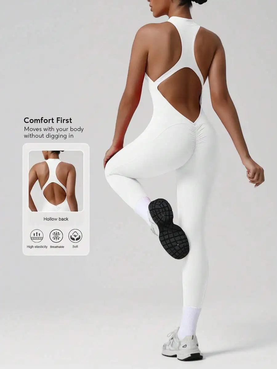 

Womens Backless Jumpsuit For Yoga Fitness Workout Bodycon Activewear