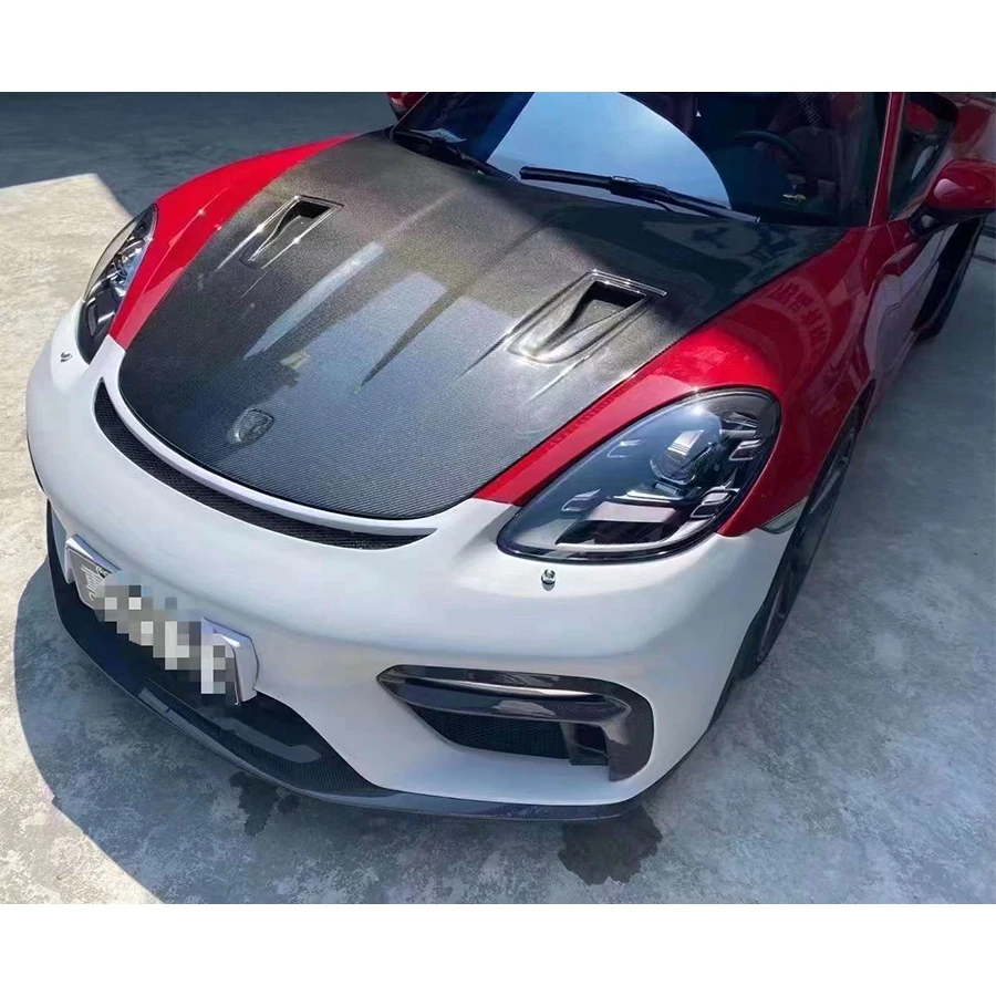 For Porsche 718 982 Cayman Boxste GT4 RS style Carbon Fiber Hood Engine Cover Hood Car Headliner Hood Cover Car Accessories