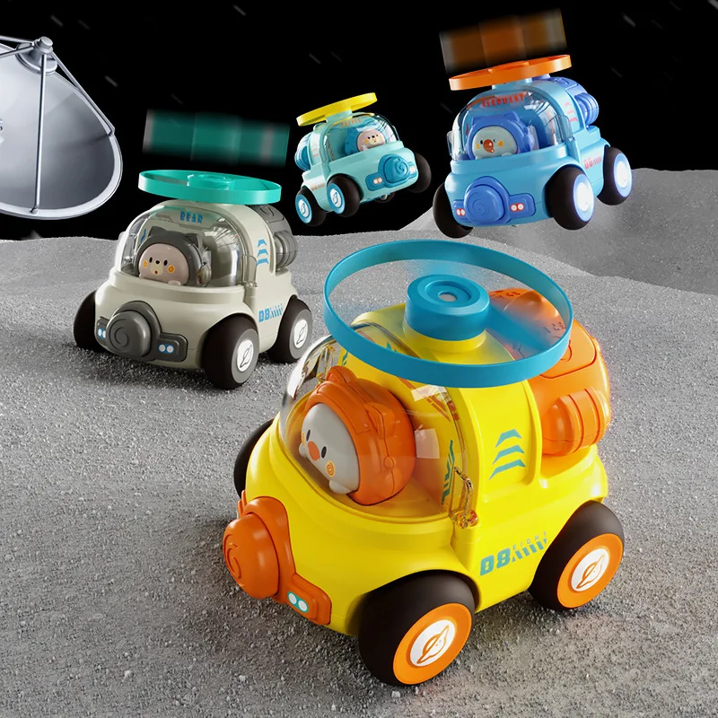 Children Cartoon Cute Animal Inertia Car Funny Flying Disc Car Spinning Toy Storable Car With Whistle Kids Holiday Birthday Gift