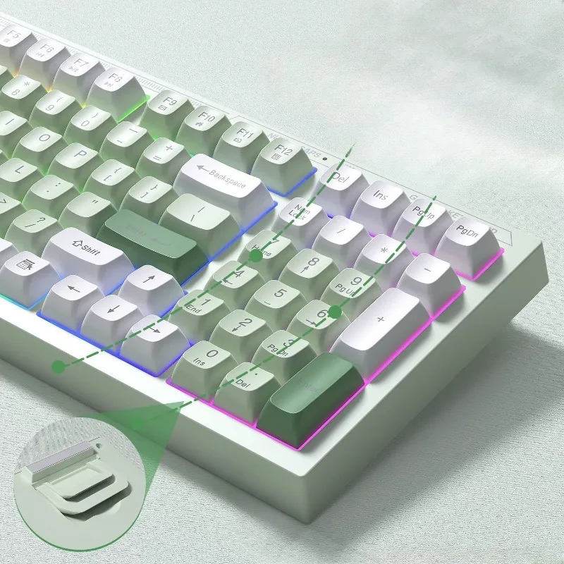 Mechanical keyboard, keyboard, wired mechanical feel, typing office computer 98 light tone male and female desk