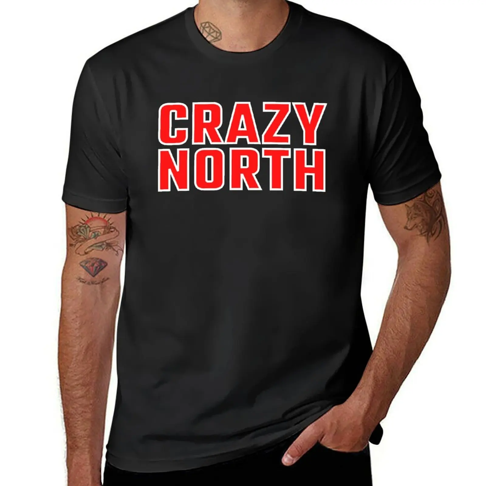 

Crazy North Red Text / Red Star Belgrade Fans T-Shirt blacks plain customizeds men workout shirt