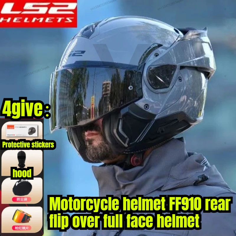 

LS2 Motorcycle Helmet FF910 Full Face Dual Lens Anti-Fog Flip Up Helmet Unisex