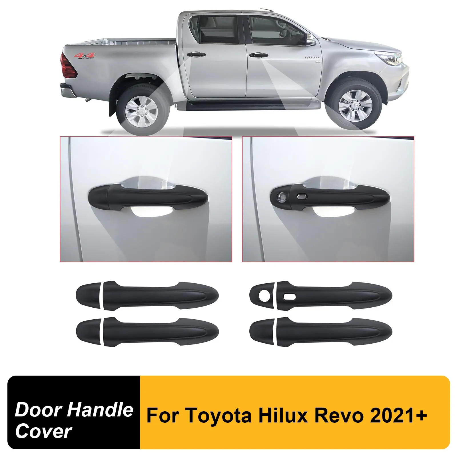 Door Handle Cover Protector Trim Guard Door Handle Cover For Toyota Hilux Revo 2021 2022 2023 2024 4X4 Car Accessories