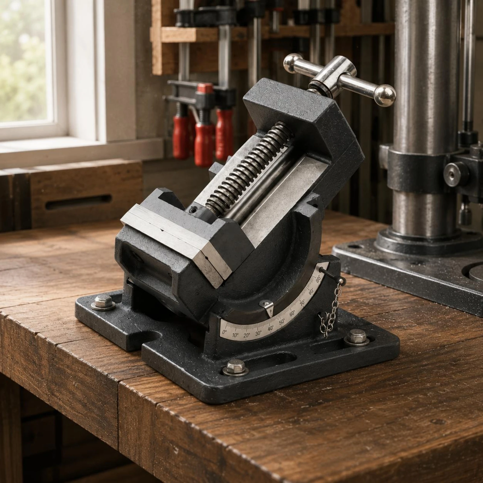 

Tilting Vise Metal Swivel Bench Vise Workshop Tool T-Handle High Clamping Force for Workbench, Metalworking