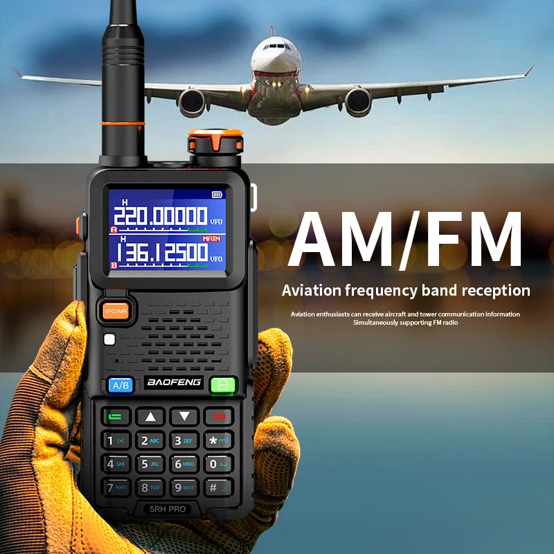 Baofeng UV-5RH PRO Walkie Talkie GPS Multi Band AM FM Type-C Wirless Copy Frequency Ham Two Way Long Range Communication Radios