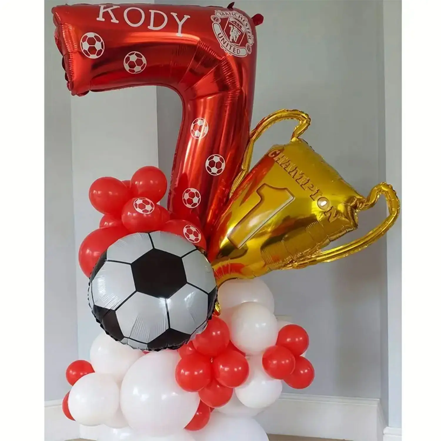 4pcs Champion Gold Trophy with Aluminum Film Balloon Design Birthday Party Competition Party Champion Trophy Event Decoration