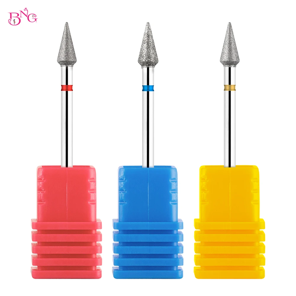 BNG 2pcs/set Nail Drill Bits Diamond Burrs Grinding Bits Accesories for Gel Nail Polish Manicure Nail Art Tool Carving Polishing