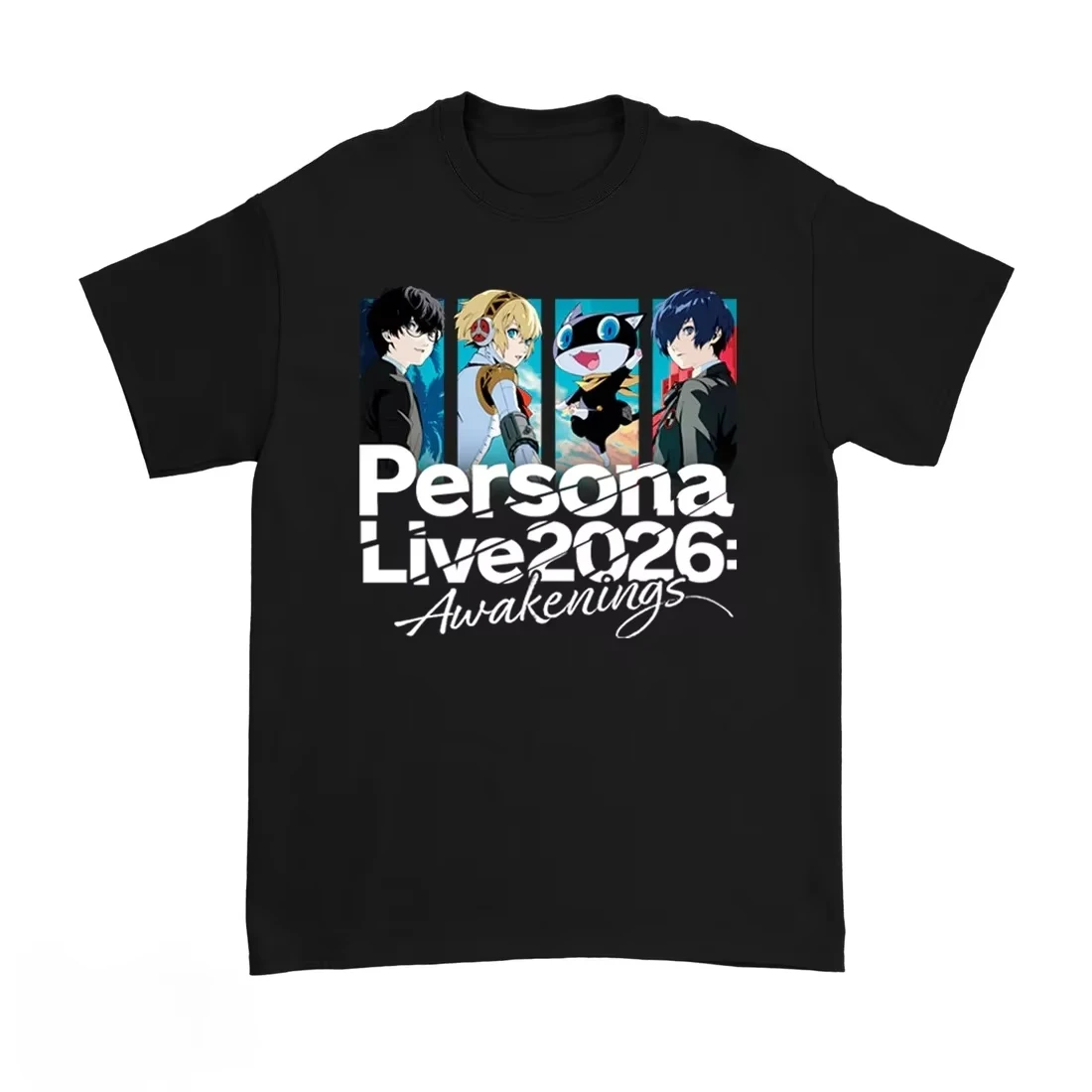 Persona Live 2026 Awakenings Graphic T‑shirt Unisex Vintage Washed Cotton P3 P5 Short Sleeve Casual Streetwear Tops