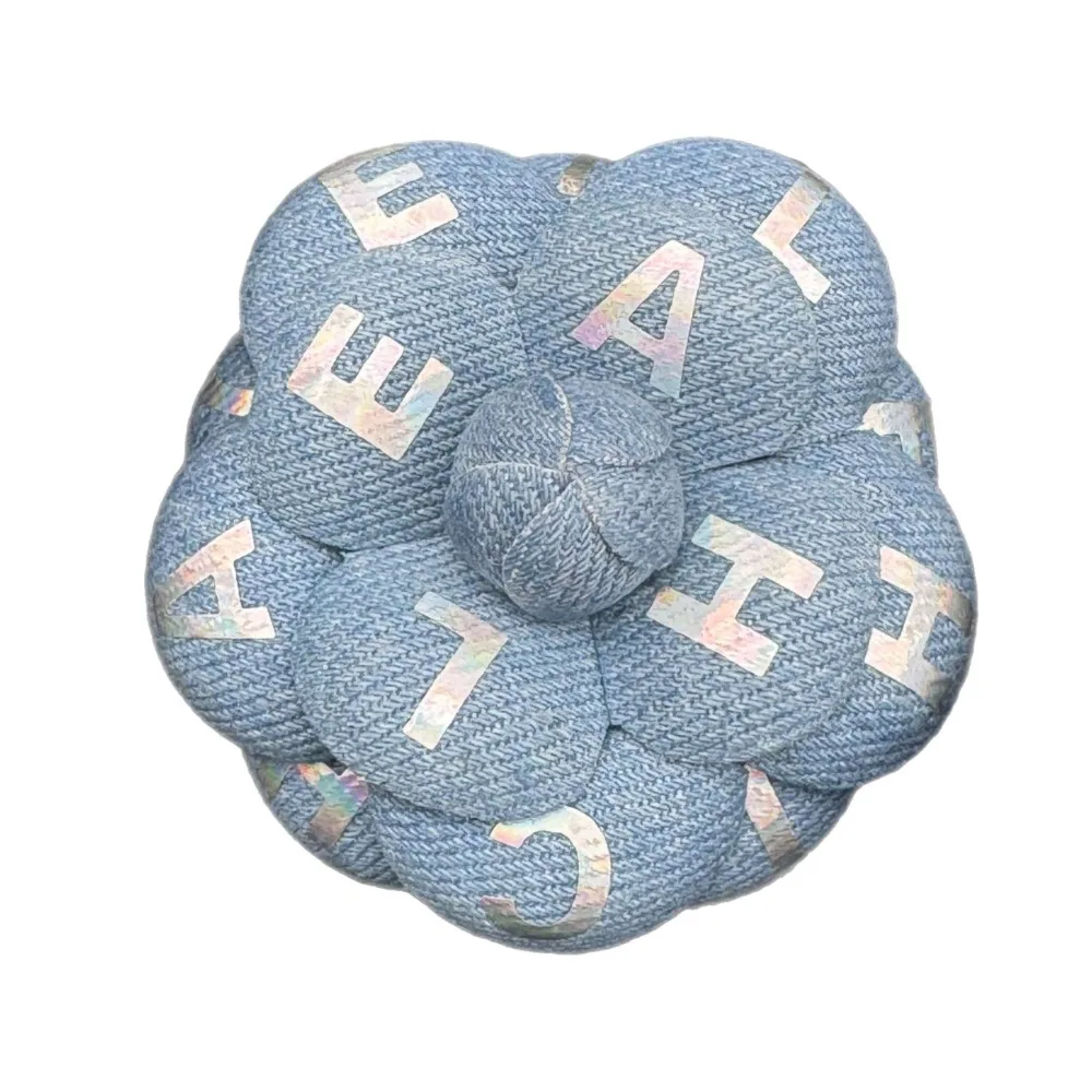 6.8cm Denim Camellias Brooch Unique Personality Women's Fashion Jewelry Accessories Pin Badge Dress Corsage Wedding Party Gift