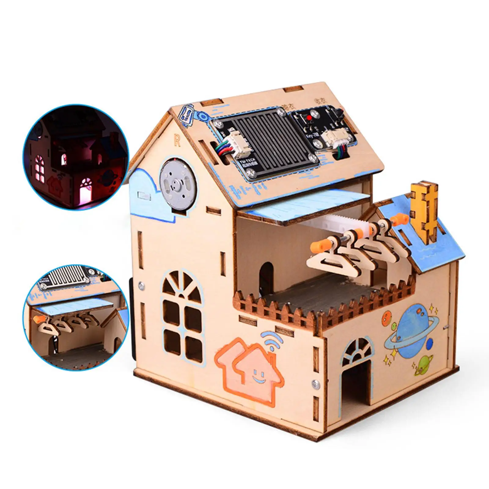 

Wooden Smart Home Kit Automatic Light Stem Educational Set 6+ Year Old