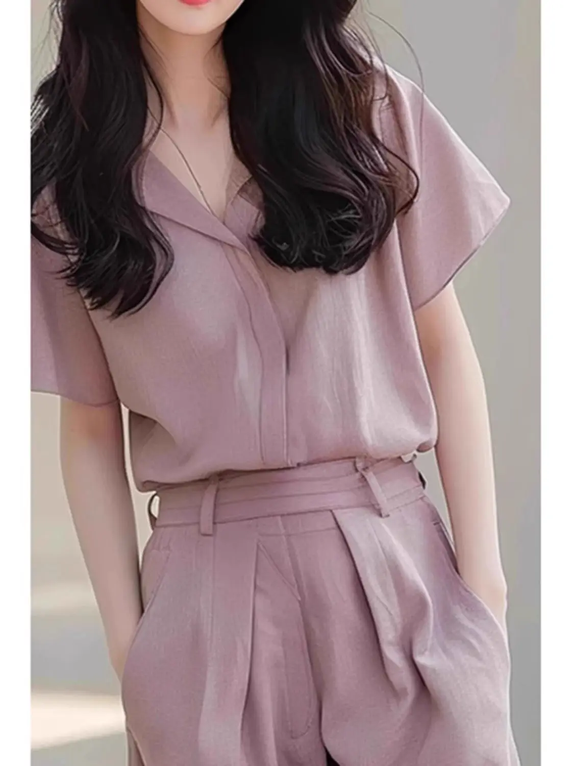 Spring and summer new versatile temperament high-end casual top+wide leg pants women's two-piece set