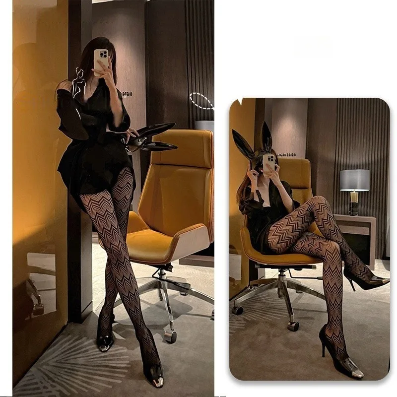 

Ночные развлечения, страстные и сексуальные чулки для горячих девушек, колготки, ажурные чулки с розовым вырезом, тонкие колготки с волнистым узором