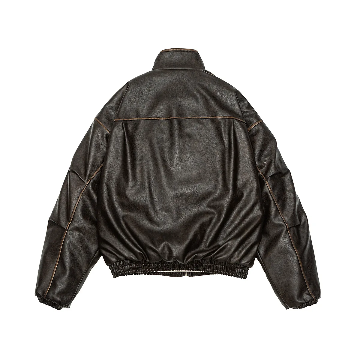 رجل ريترو المتعثرة سترة قطن العلامة التجارية الأمريكية الموضة 2025 جديد الشتاء بولي Leather الجلود السائق دراجة نارية معطف Vintage الذكور Outerwe