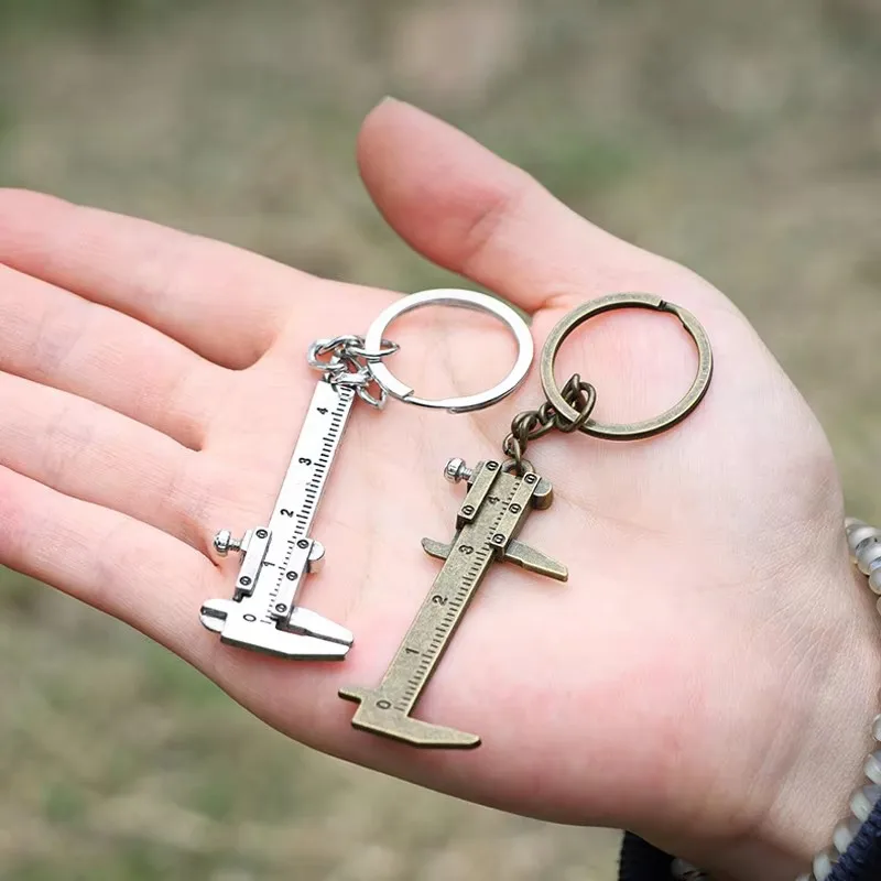 Mini Vernier Caliper Pocket Key Chain Keyring Ornaments Small 3D Movable Precision Measure Tool Accessories Slider Ruler Alloy