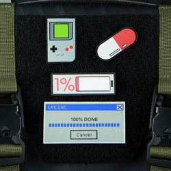 Parche bordado cápsula 1% batería – Insignia táctica retro nostálgica